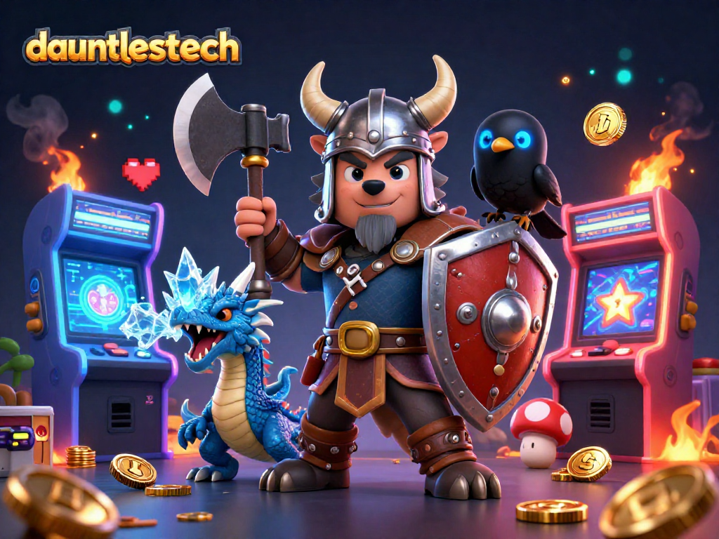 Experience exciting gameplay at dauntlesstech with a vibrant, action-packed illustration featuring iconic gaming elements.