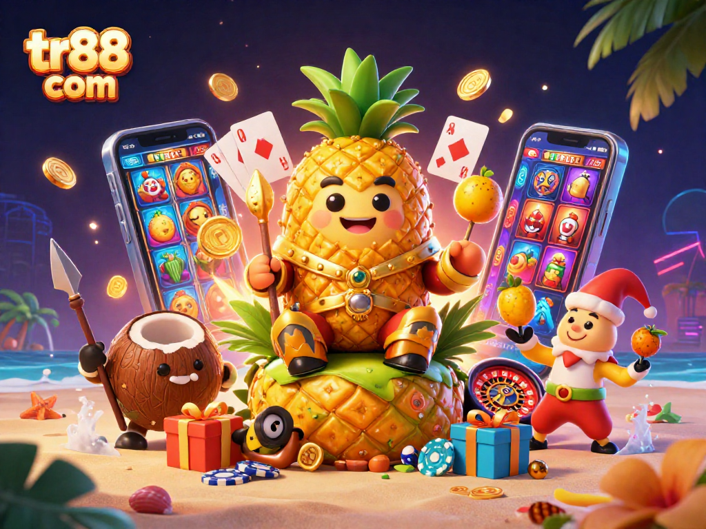 Engage with the dynamic gaming world at tr88 com in this vibrant 3D casino scene.
