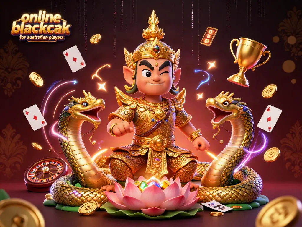 Experience online blackjack for Australian players featuring dynamic dealer elements and casino items.