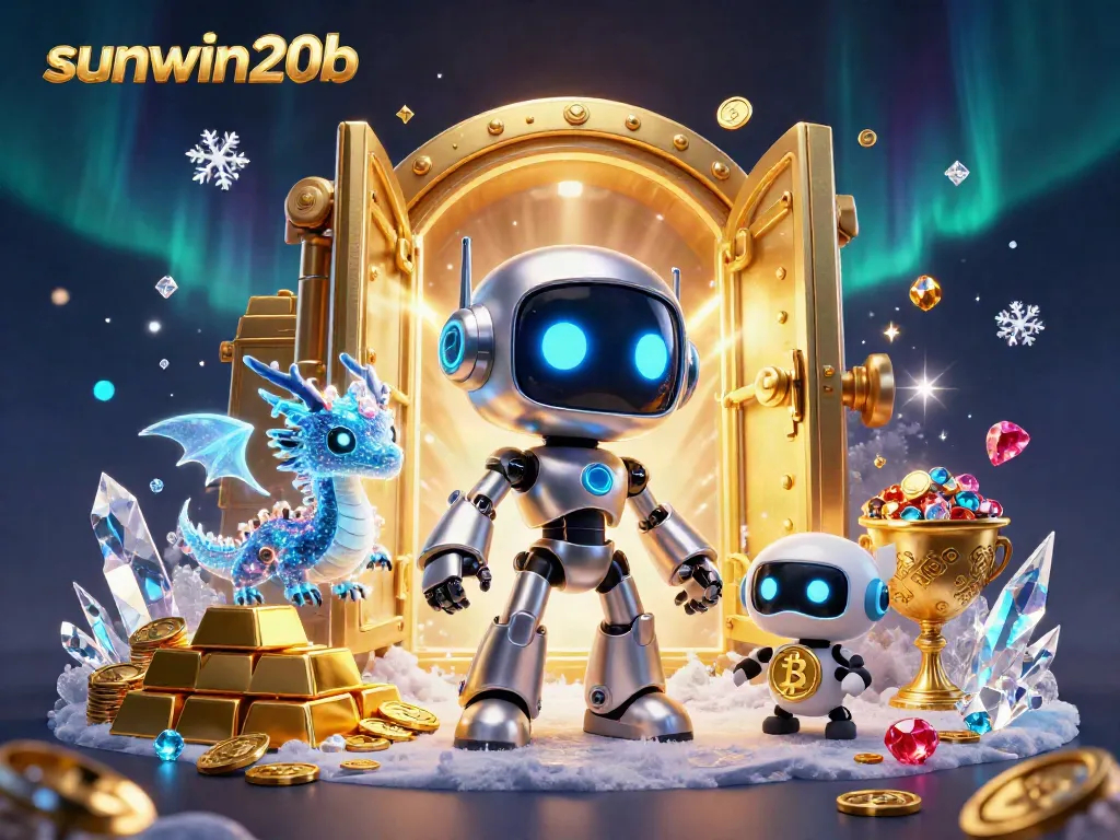 Engage in thrilling gameplay at sunwin20b with our futuristic robot characters greeting players.