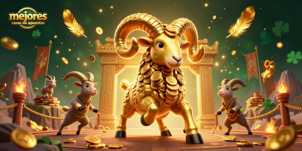 Mejores casas de apuestas, ilustración 3D que muestra un carnero dorado y elementos de apuestas.