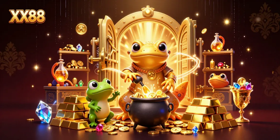 Experience the thrilling world of XX88 with a vibrant 3D illustration featuring gold coins and magical elements.