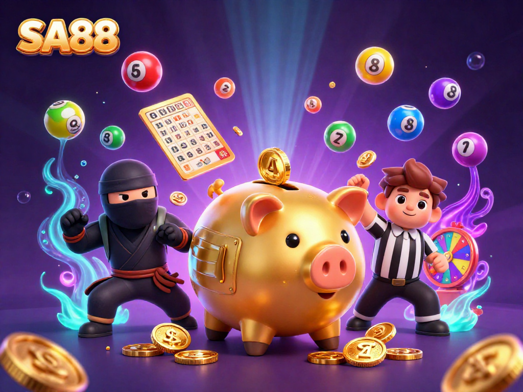 SA88 draws players into an exciting jackpot scene filled with vibrant lottery elements and dynamic characters.