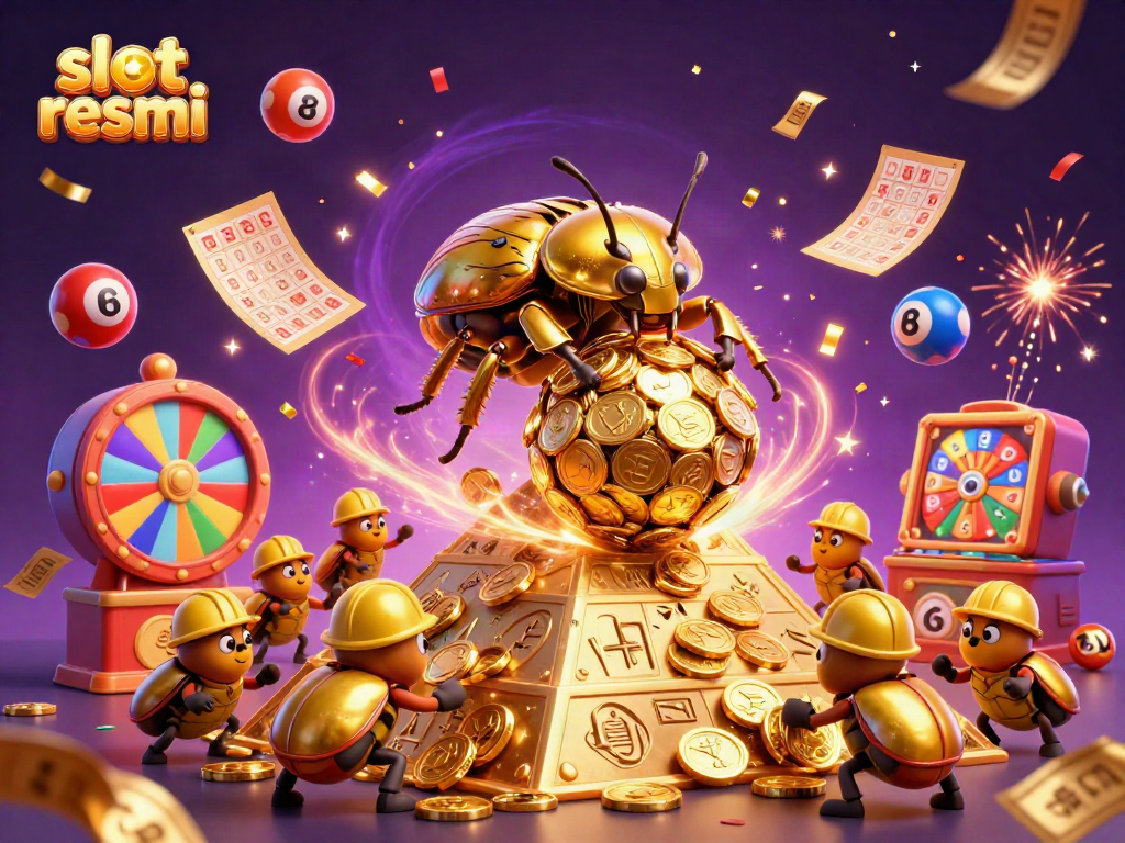 Engage with slot resmi action featuring a vibrant scene of cartoon beetles and casino elements.