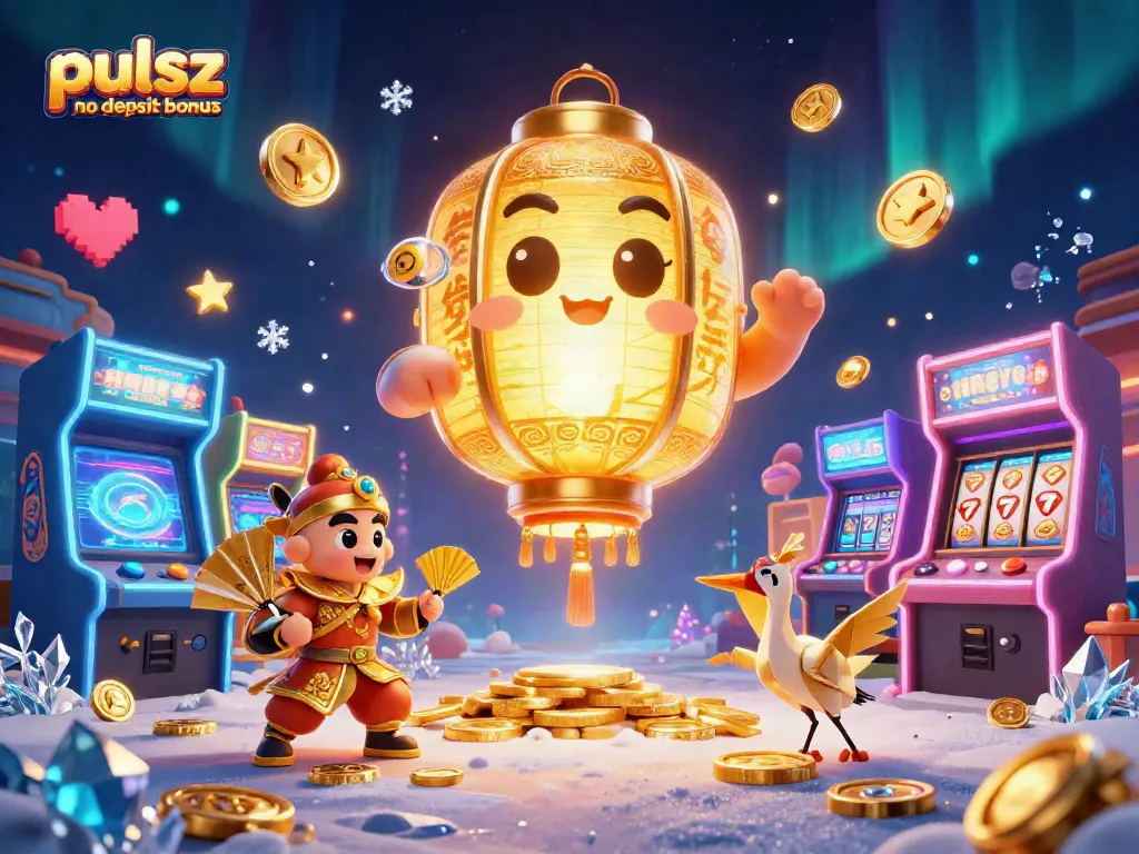 Engage with the pulsating energy of the pulsz casino no deposit bonus scene featuring golden lanterns and vibrant game elements.