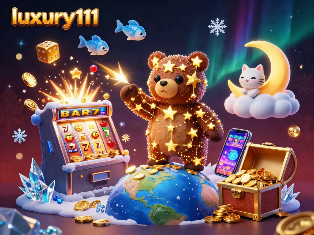 Experience thrilling gameplay with luxury111 amidst vibrant casino elements and whimsical characters.