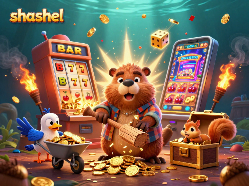 Engage with shashel's exciting casino world featuring golden coins and interactive gambling elements.