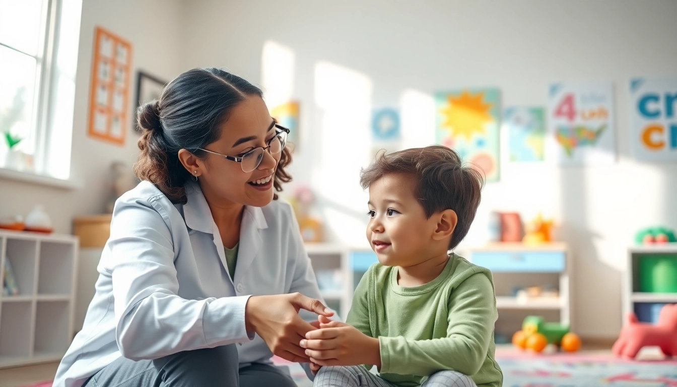 Therapist engages child in early intervention ABA therapy, fostering a supportive learning environment.