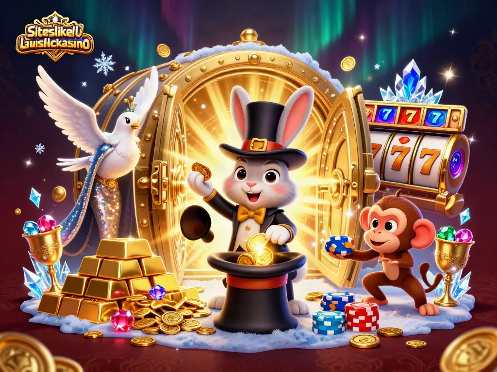 Experience the thrill of gaming at siteslikelavishluckcasino with an enchanting rabbit, dove, and monkey scene.