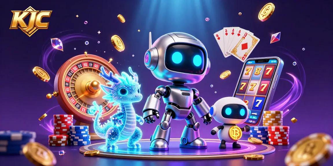 Experience the thrill of KJC with a cyberpunk casino theme featuring vibrant gaming elements.