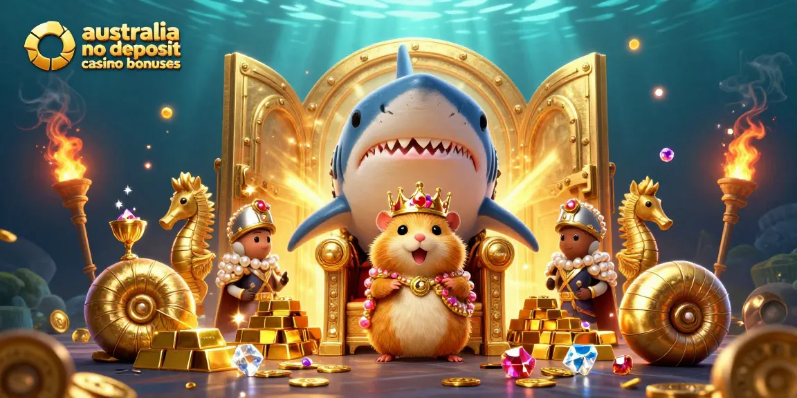 Experience exciting australia no deposit casino bonuses with a vibrant underwater casino scene featuring treasure and royal characters.