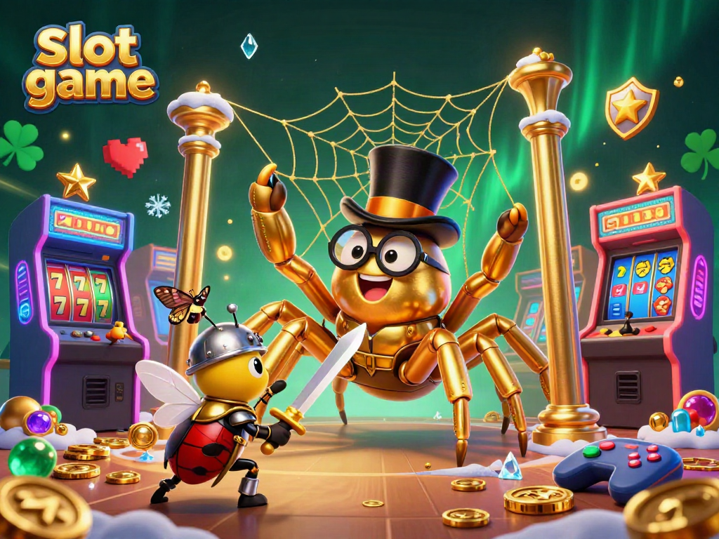 Experience an exhilarating slot game with vibrant characters and casino elements in a dynamic 3D illustration.