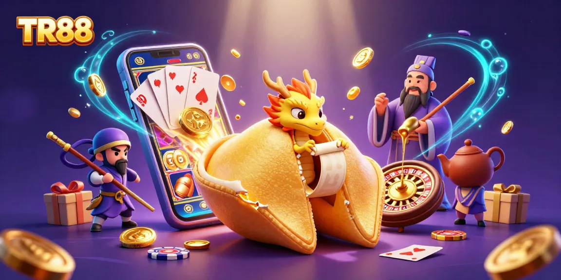 Engage in the ultimate TR88 casino adventure with a golden fortune cookie, wise dragon, and thrilling slot games.