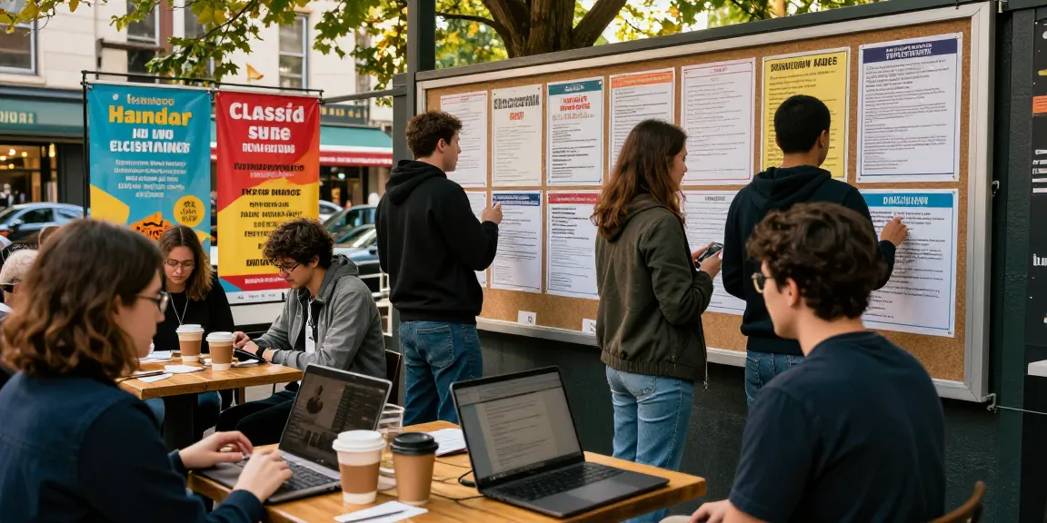 Community marketplace scene showcasing bedpersonal's local classifieds interaction.
