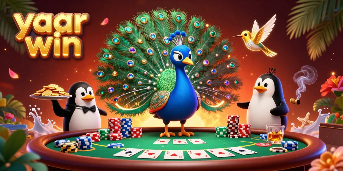 Experience thrilling poker action at yaar win with vibrant characters and colorful chips.