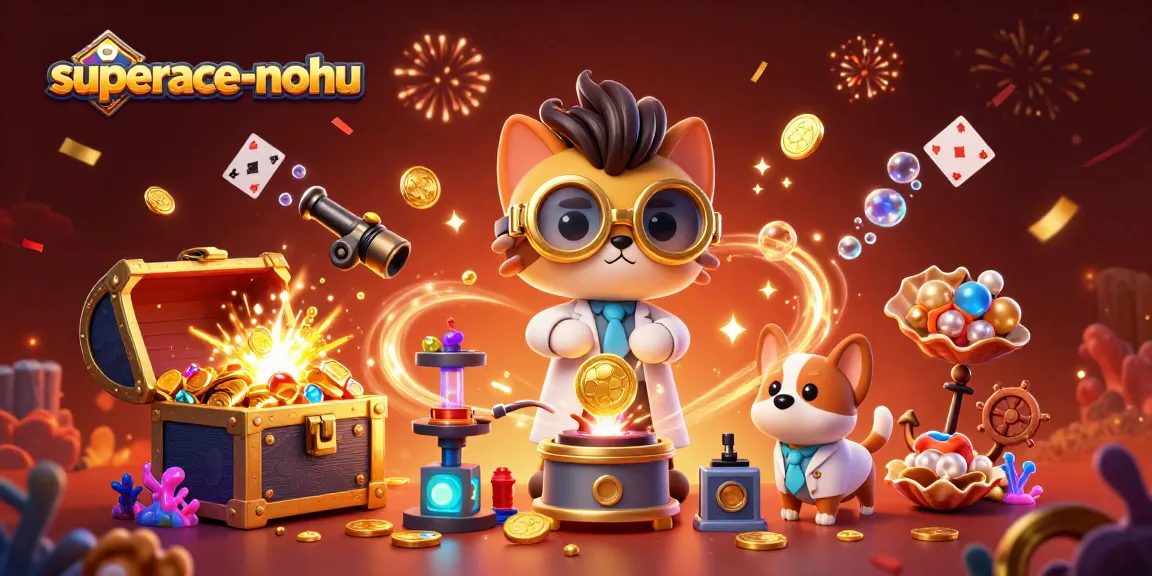 Experience thrilling gameplay with superace-nohu, featuring mad scientist cat and vibrant casino elements.