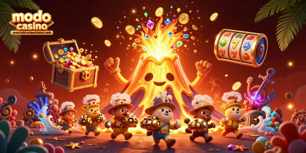 Engage with modo casino promo code no deposit bonus reddit to win treasures from a thrilling volcano eruption scene.