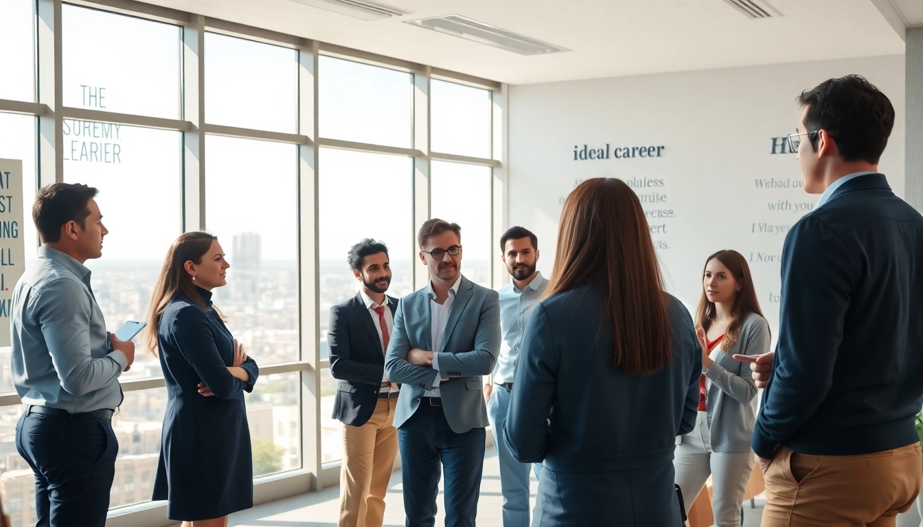 Discussing the Ideal career in a bright workspace with collaborative professionals.