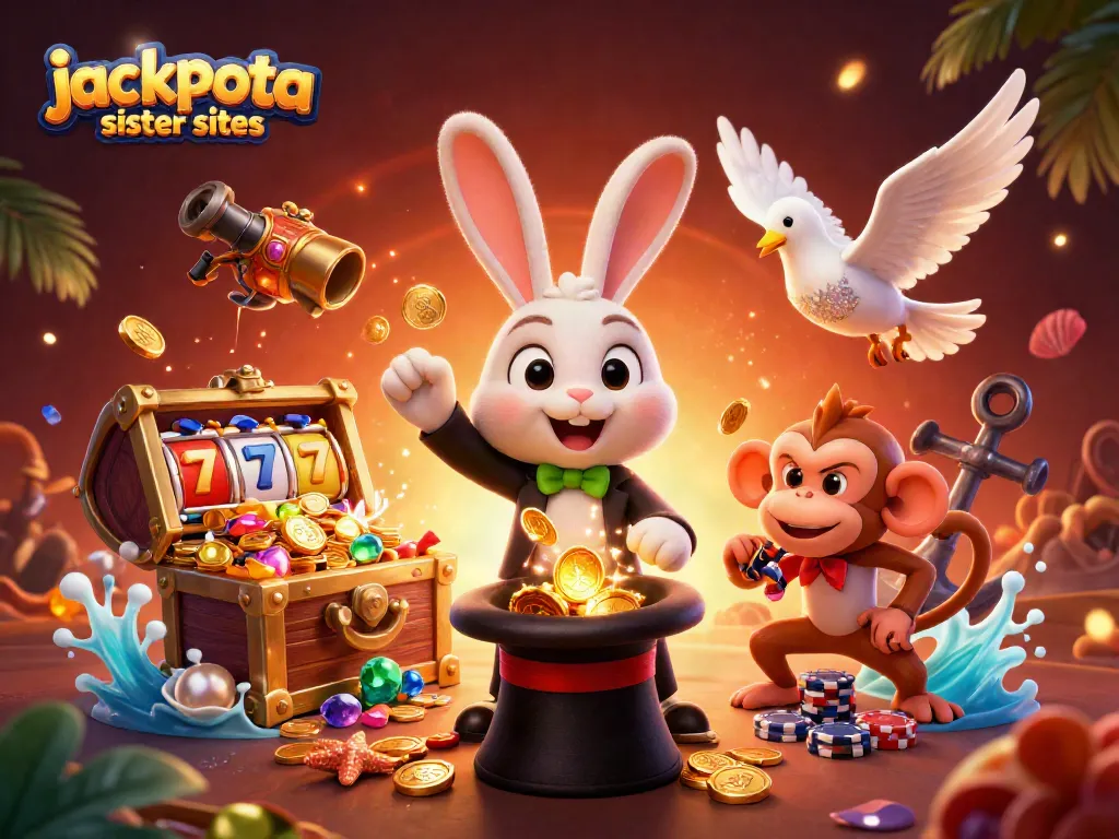 Experience top Jackpota sister sites with a thrilling illustration of magical casino action.