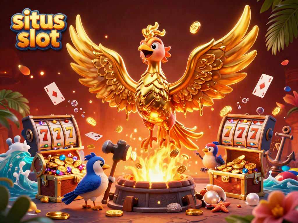 Experience the excitement of situs slot with a golden phoenix and dynamic casino elements.