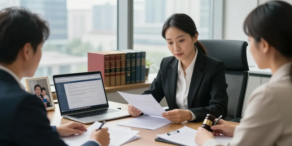 Browse around this website to see a lawyer consulting with clients in a modern office.