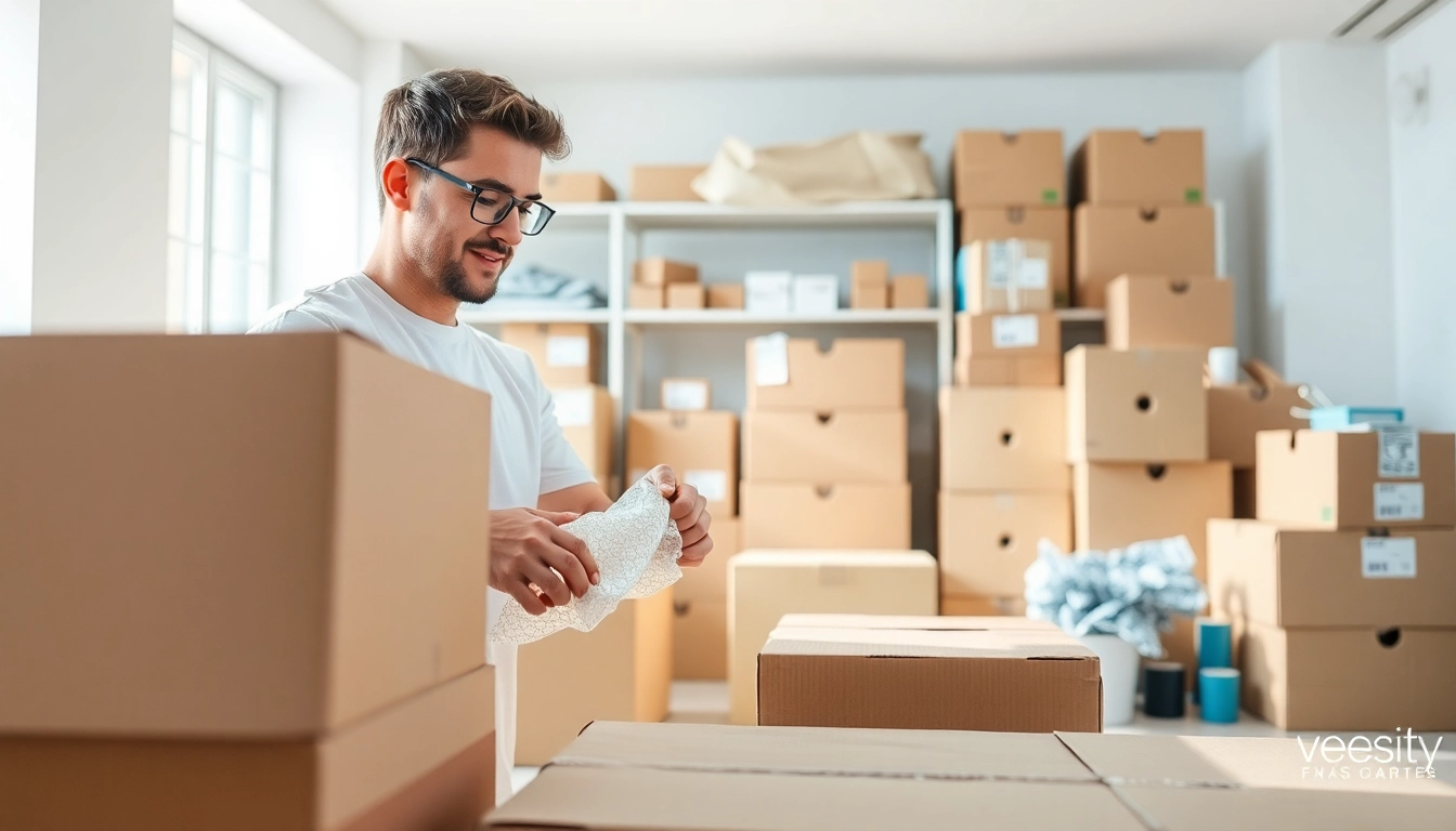 Efficient team providing Professional Packing Services with organized boxes and supplies.