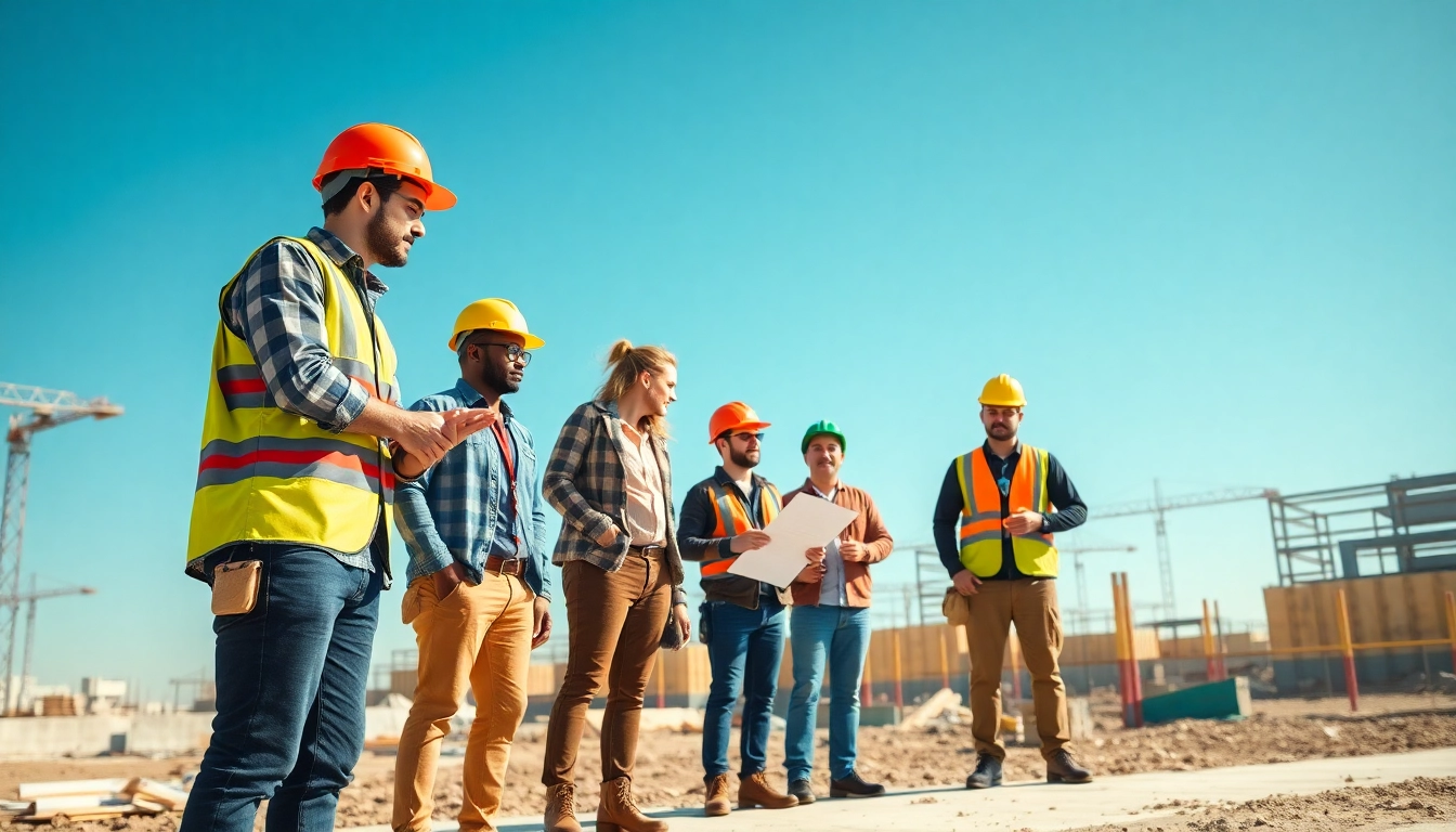 young professionals construction colorado actively collaborating on a project site, showcasing teamwork and innovation.