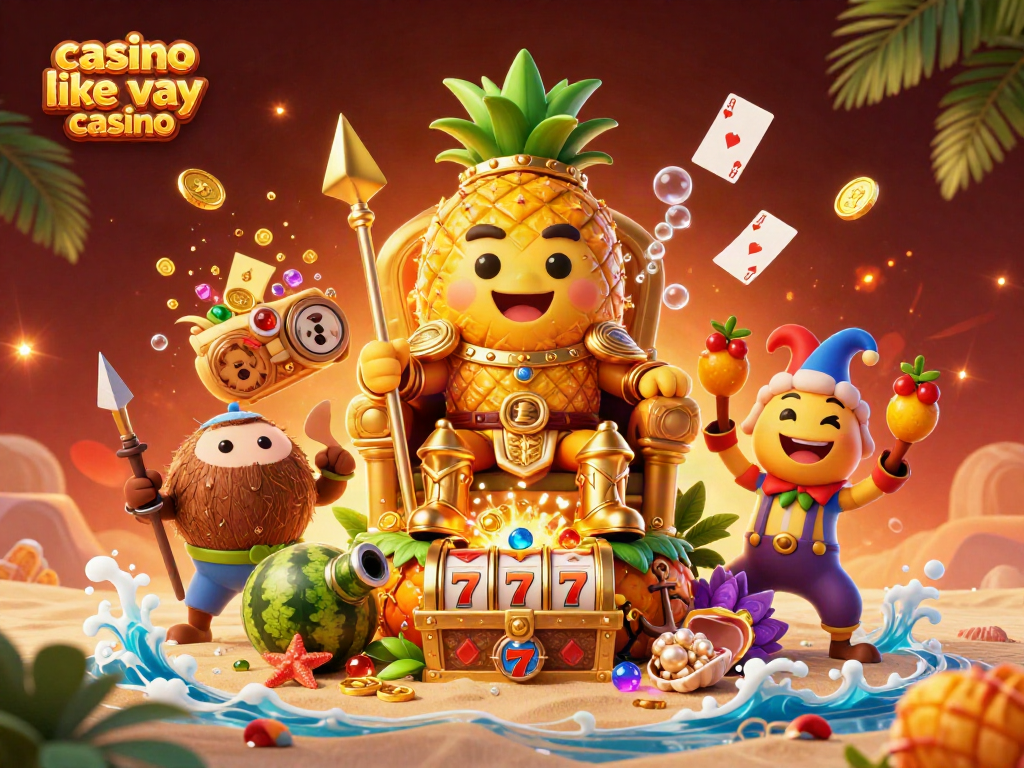 Play slots like Yay Casino with the golden pineapple king and vibrant game elements.