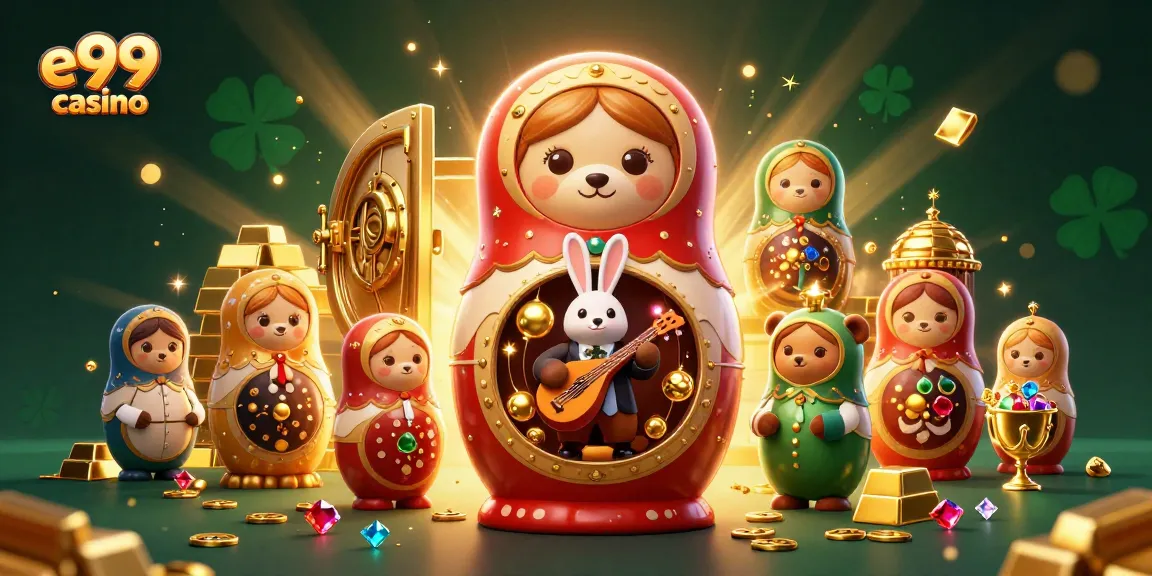 Engage with e99 casino's thrilling atmosphere, featuring vibrant bears and dazzling treasures.