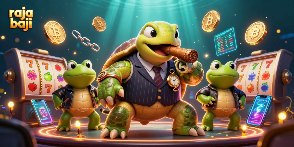Experience thrilling slots with raja baji's vibrant 3D turtle and frog enforcers in action.