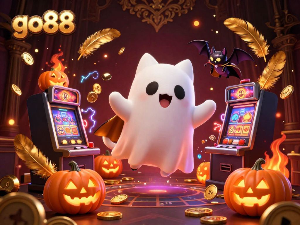 Engage with go88's thrilling haunted casino experience featuring luminous ghostly characters.