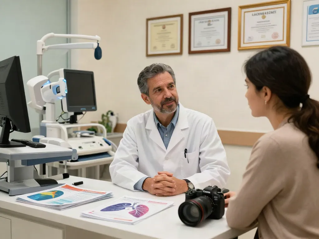 Lung cancer treatment in Abu Dhabi discussed in a modern healthcare setting, showcasing patient-centered care.