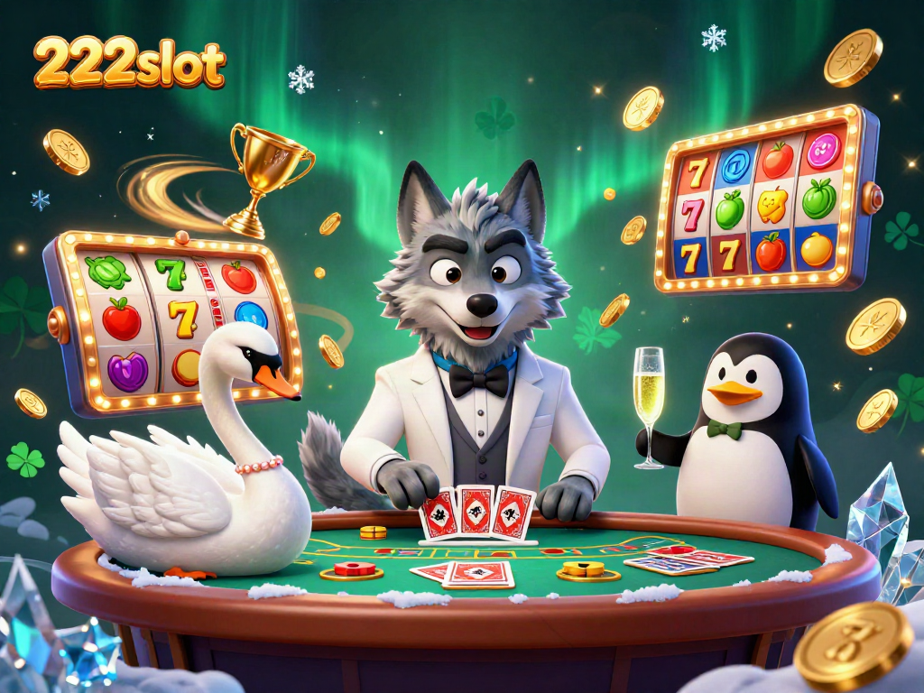 Permainan slot online 222slot dengan karakter unik dan elemen kasino yang menarik
